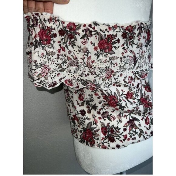 American Eagle Floral Crop Top Off The Shoulder Size XS-Small Fits Both 1B - Picture 5 of 11
